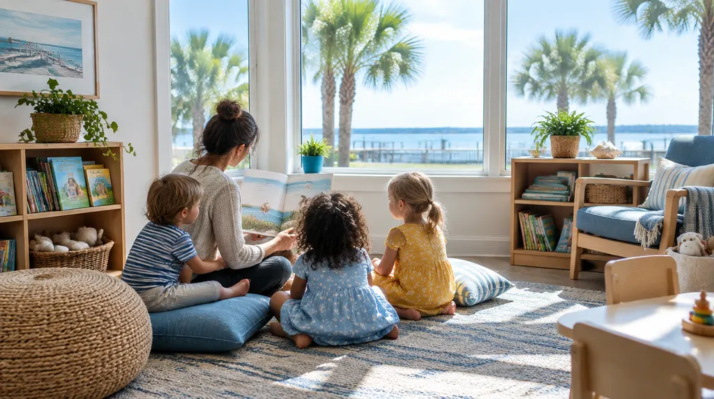 A cozy reading corner in a daycare in Myrtle Beach, SC