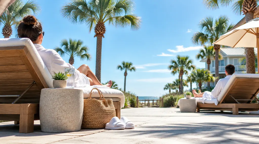 A spa relaxation lounge with robes in Myrtle Beach, SC