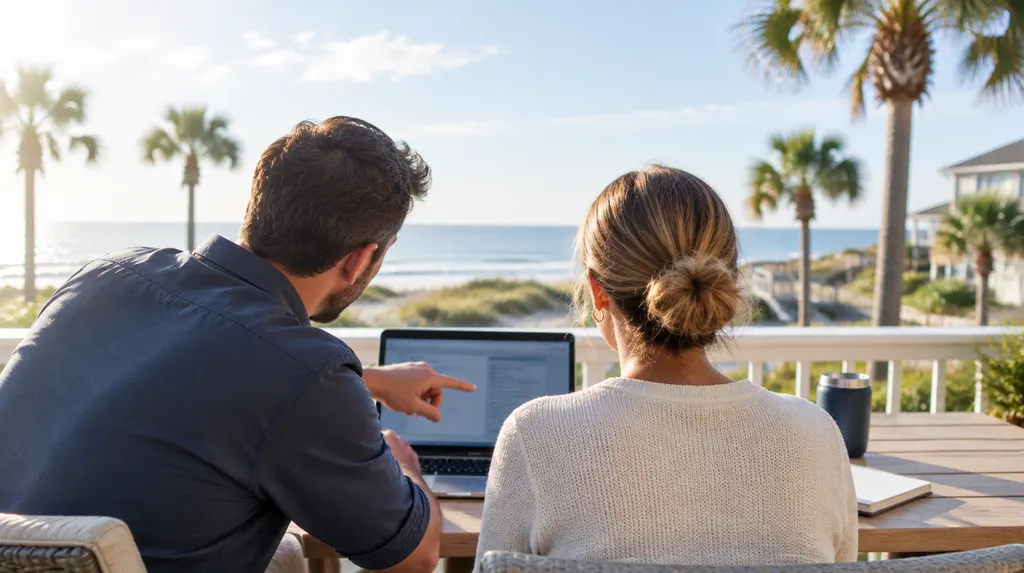 An IT consultant helping an employee at a laptop in Myrtle Beach, SC
