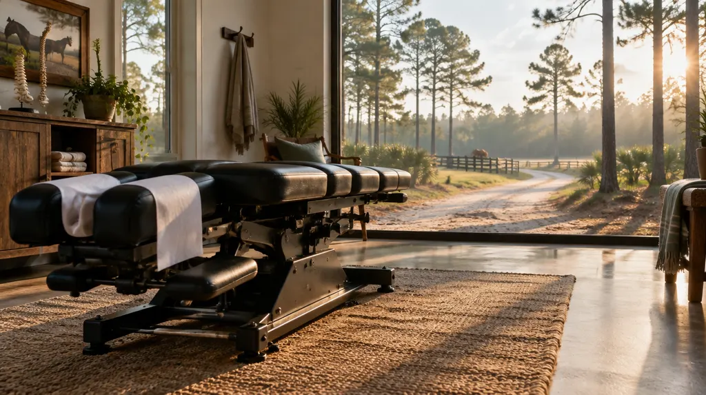 A chiropractic treatment room with an adjusting table in North Augusta, SC