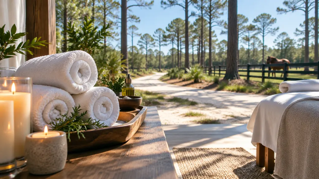Rolled towels and candles in a day spa in North Augusta, SC
