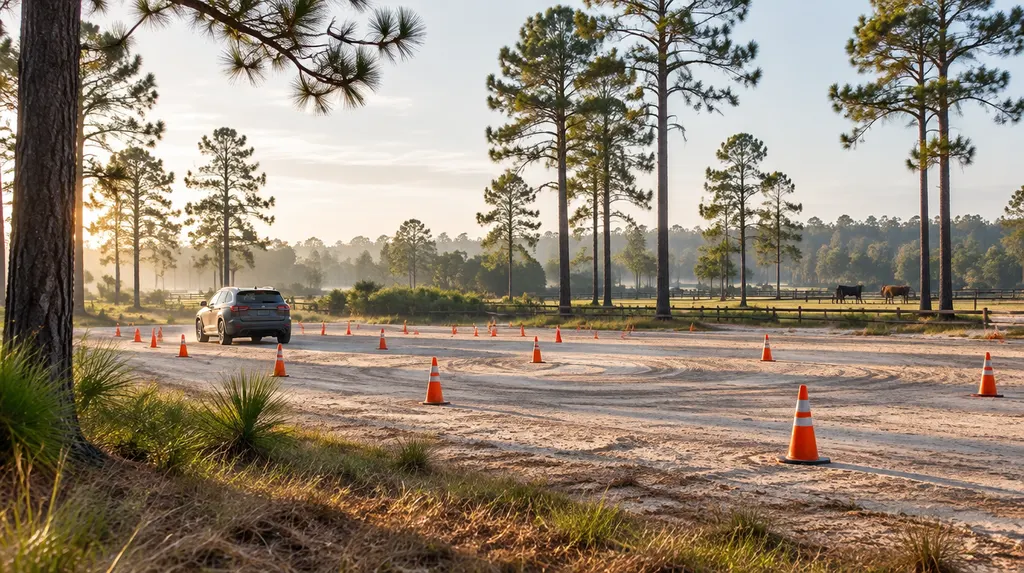 Traffic cones on a practice lot in North Augusta, SC