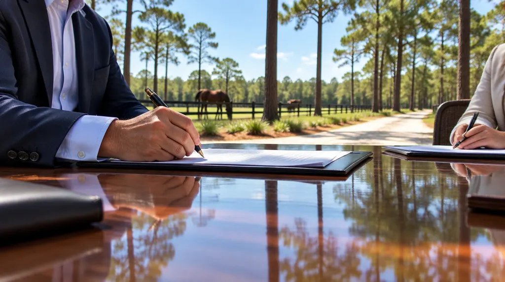 Signing documents at a polished conference table in North Augusta, SC