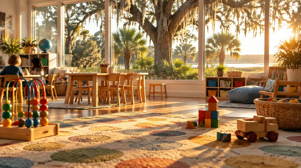 A bright preschool classroom with colorful toys in North Charleston, SC