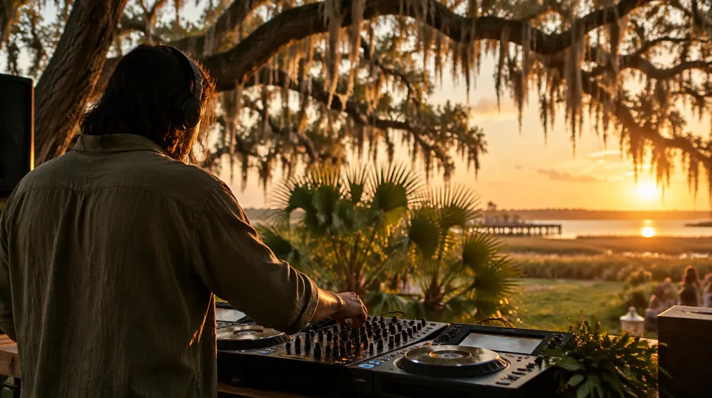 A DJ mixing on decks at an event in North Charleston, SC