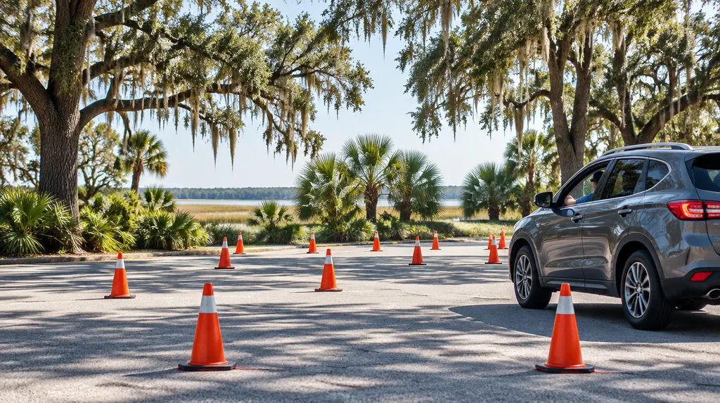 Traffic cones on a practice lot in North Charleston, SC