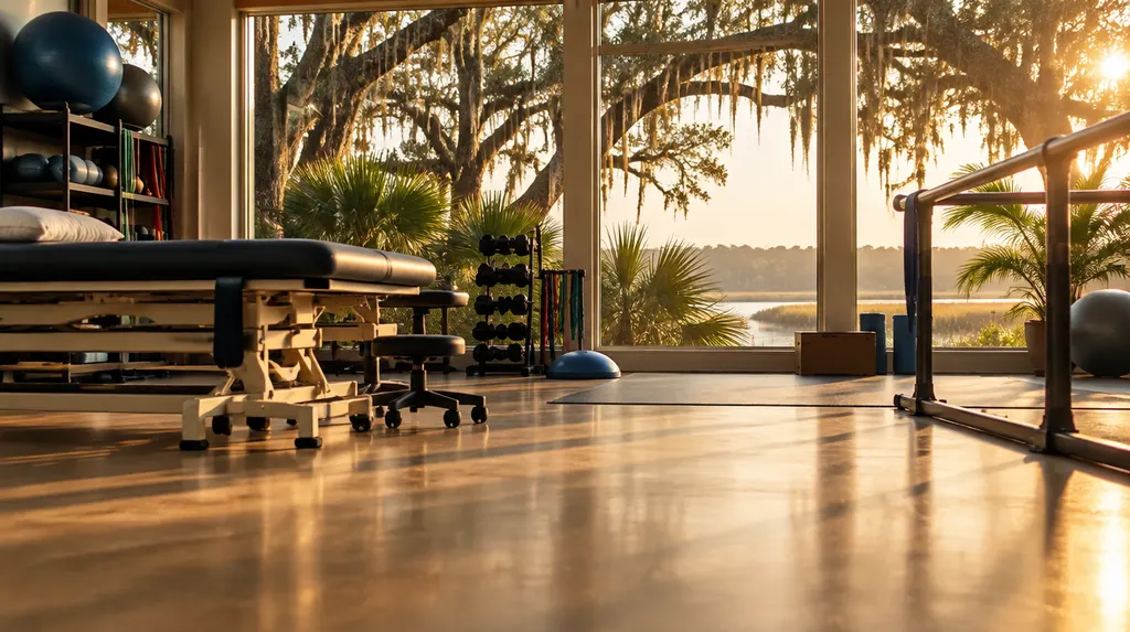 A physical therapy gym with equipment in North Charleston, SC