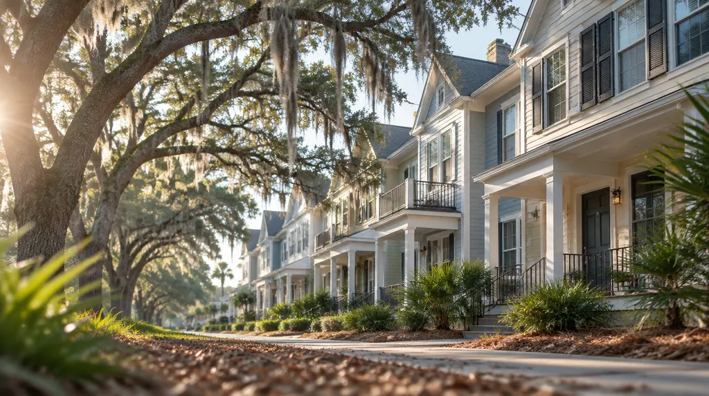 A neat row of rental townhomes in North Charleston, SC