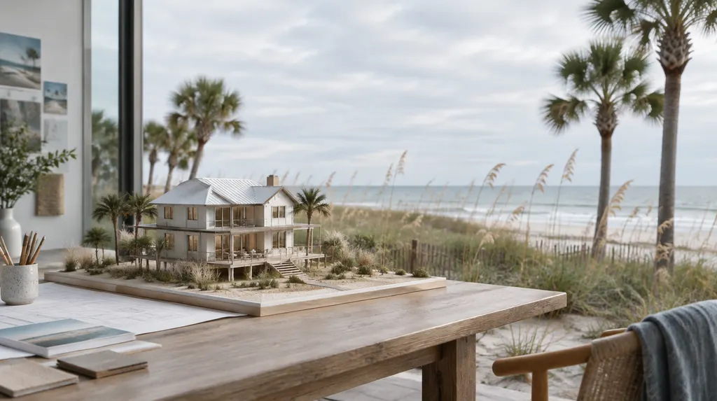 A scale model of a modern house in a studio in North Myrtle Beach, SC