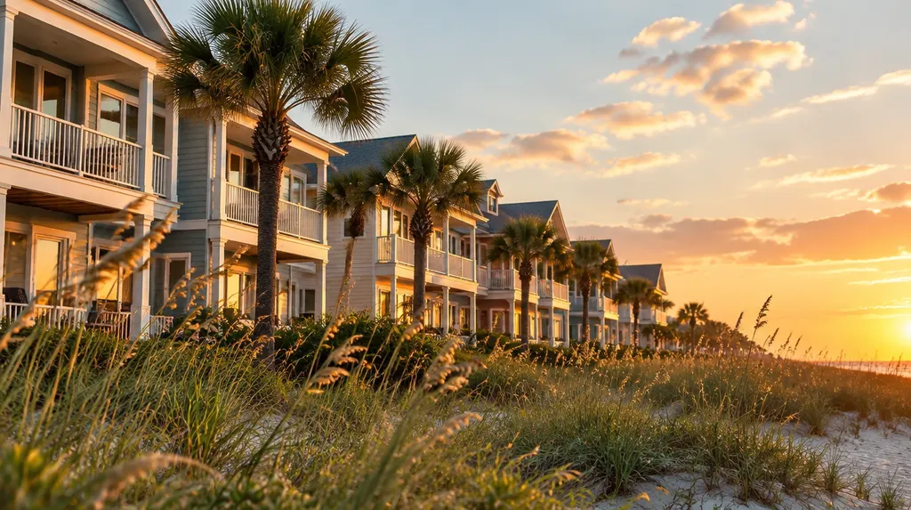 A neat row of rental townhomes in North Myrtle Beach, SC