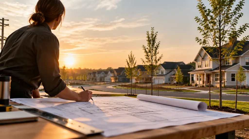 An architect reviewing blueprints at a drafting table in Rock Hill, SC