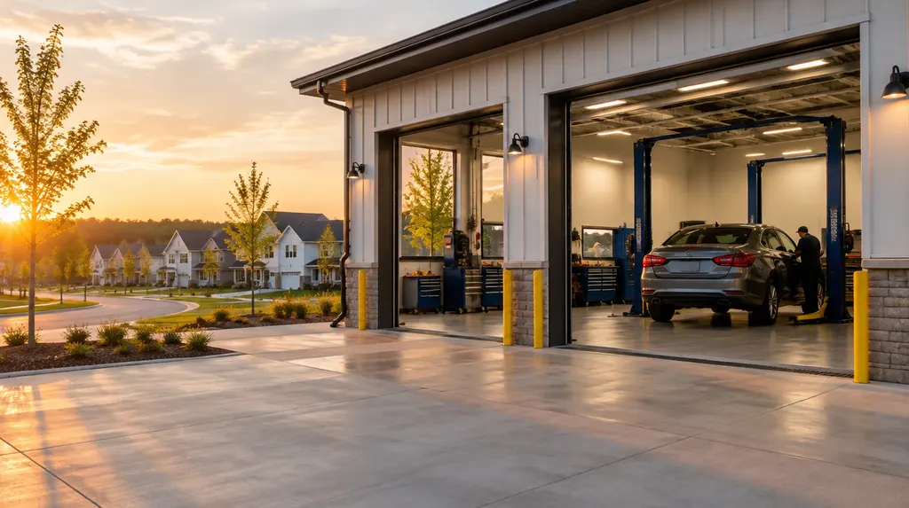A clean auto shop service bay with a car inside in Rock Hill, SC