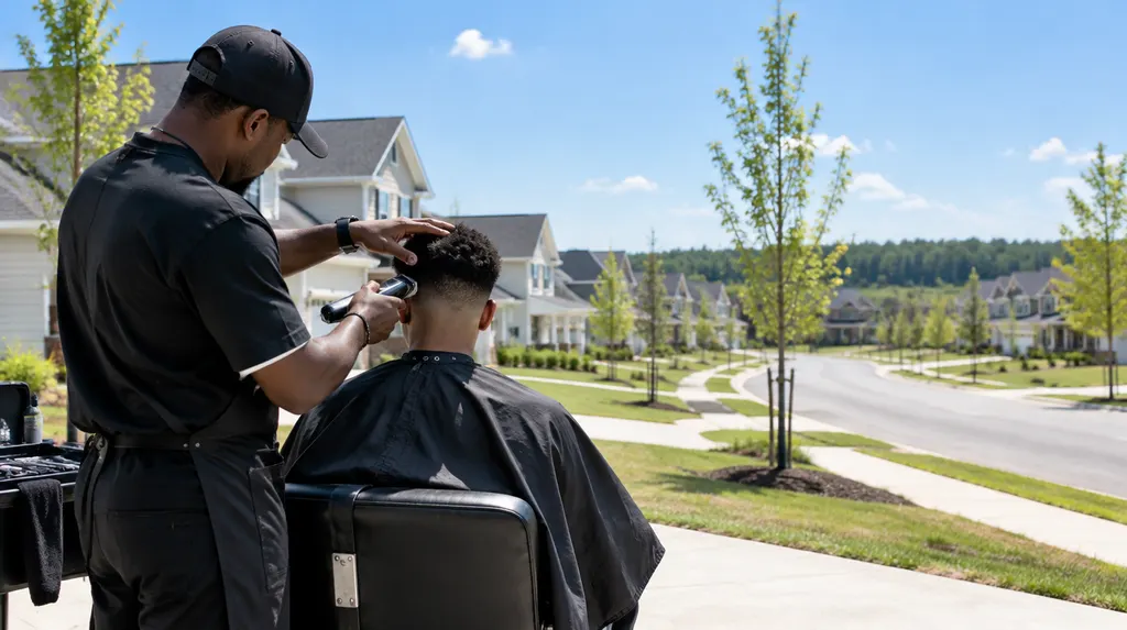 A barber trimming a fade with clippers in Rock Hill, SC