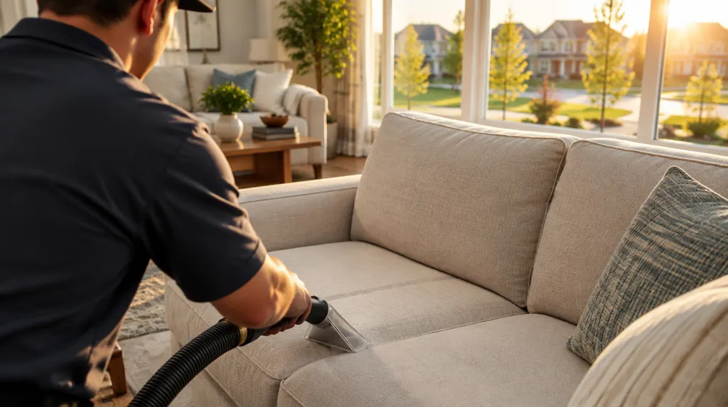 Upholstery cleaning on a living room sofa in Rock Hill, SC