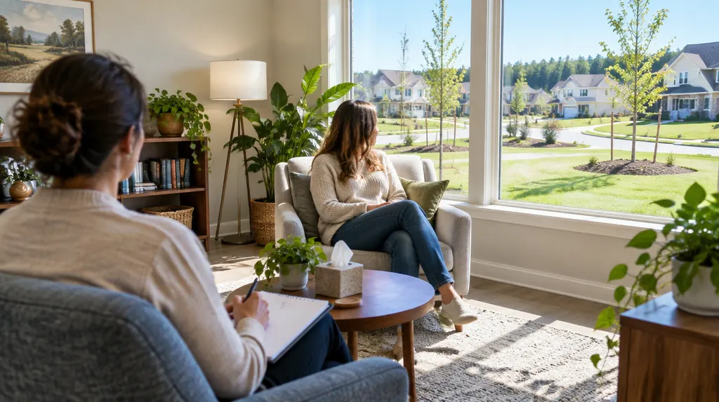 A therapist’s office with plants and a notepad in Rock Hill, SC