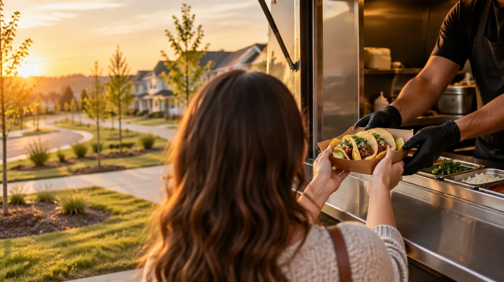 A food truck window with tacos being handed out in Rock Hill, SC