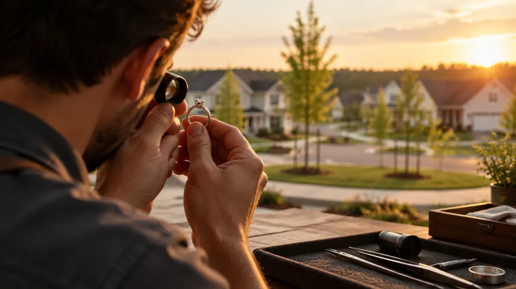 A jeweler examining a ring with a loupe in Rock Hill, SC