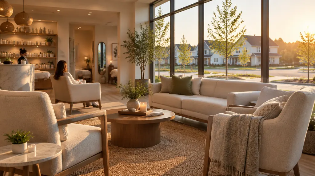 A serene med spa lounge with soft light in Rock Hill, SC
