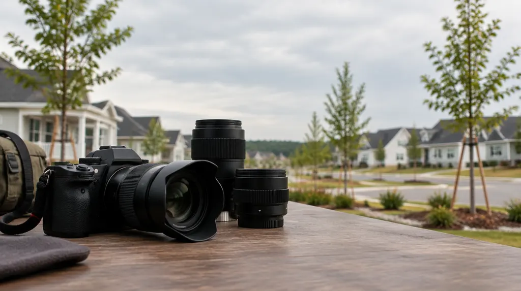 A camera and lenses on a studio table in Rock Hill, SC