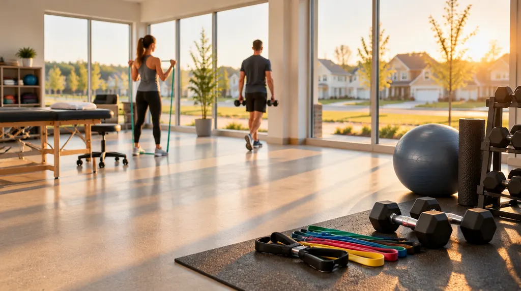 Resistance bands and weights in a bright clinic in Rock Hill, SC