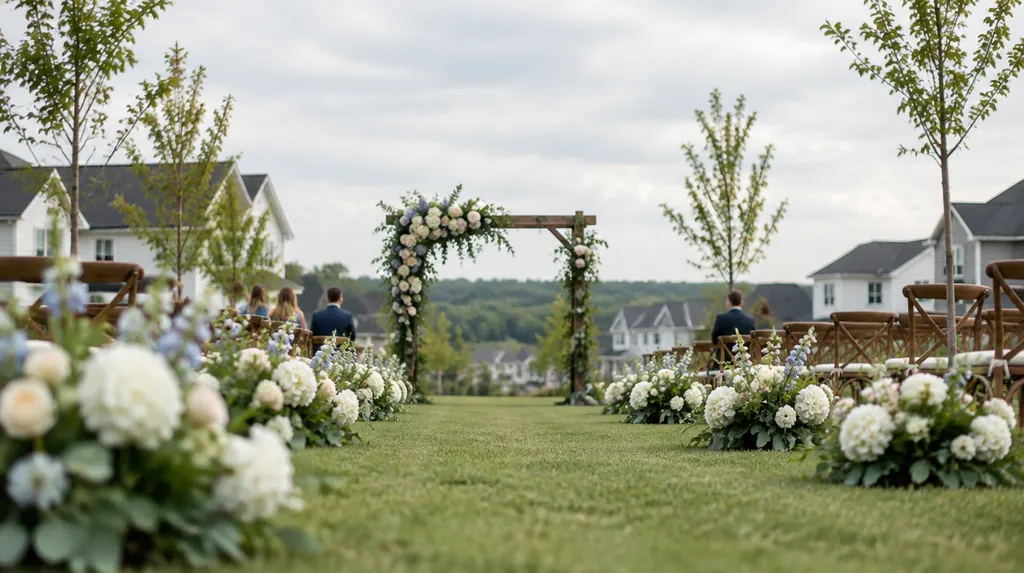 A wedding ceremony aisle with flowers in Rock Hill, SC