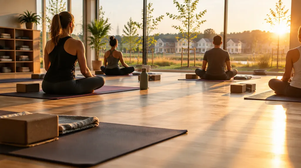 A sunlit yoga studio with mats laid out in Rock Hill, SC