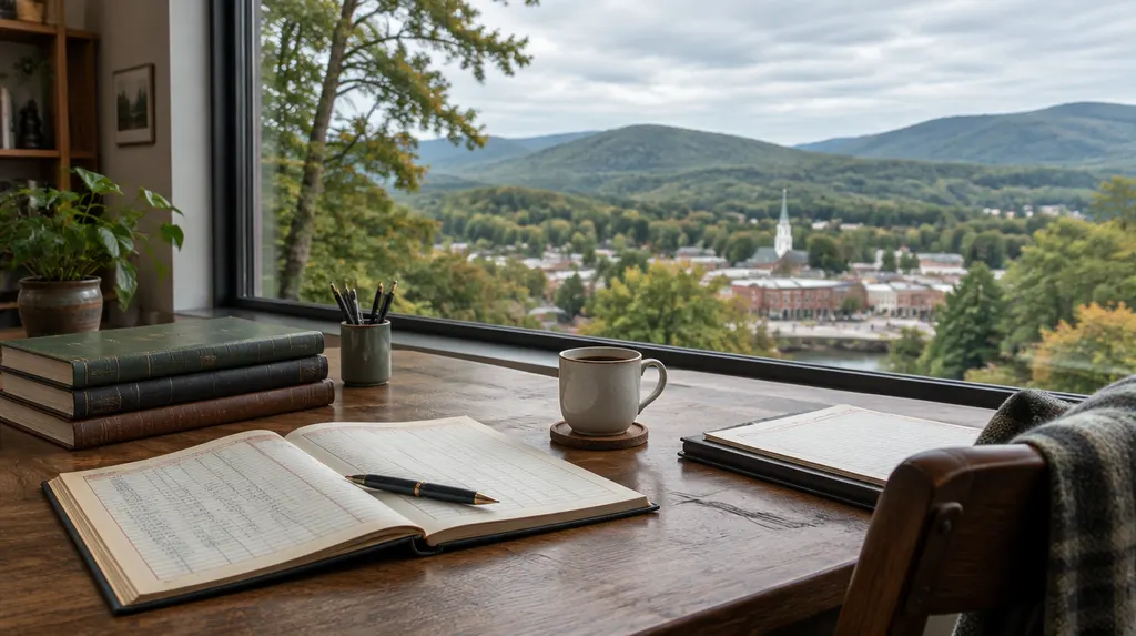 A neat desk with ledgers and a coffee cup in Simpsonville, SC