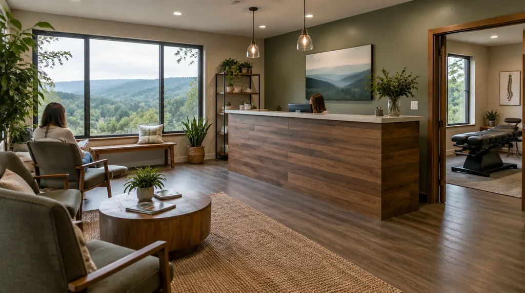 A calm chiropractic office reception in Simpsonville, SC