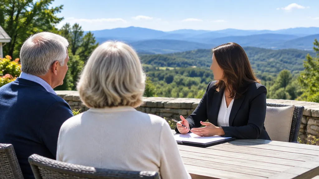 An estate planning attorney meeting an older couple in Simpsonville, SC