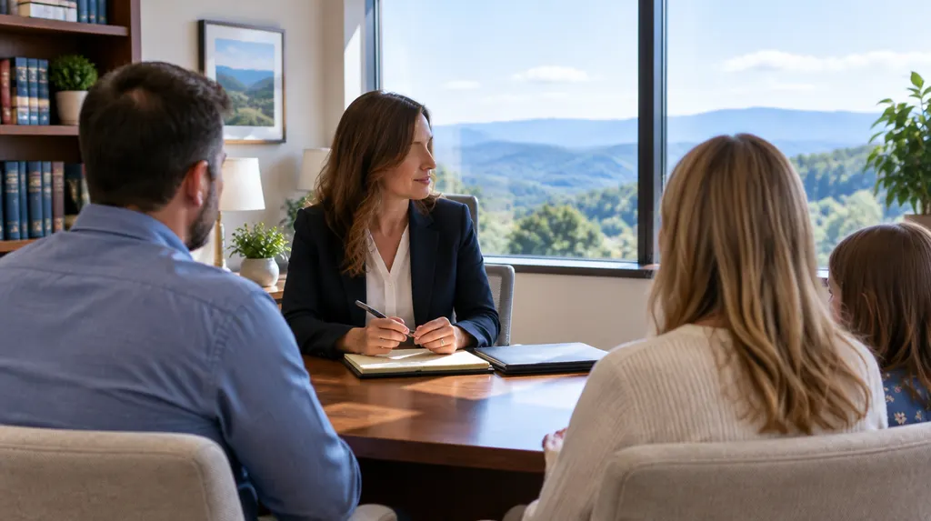 A family lawyer in a calm, bright office in Simpsonville, SC