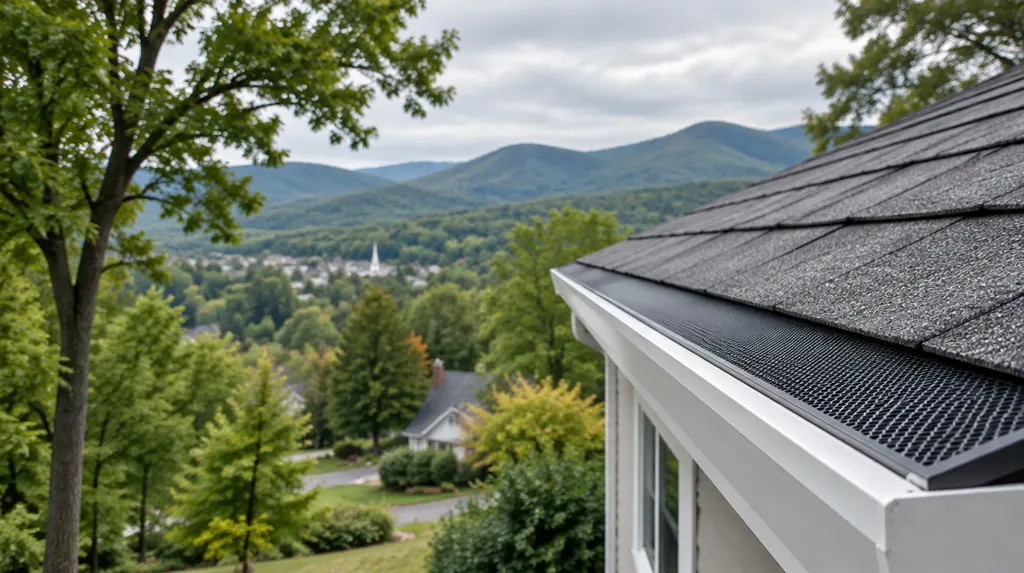 Close-up of new gutter guards on a roofline in Simpsonville, SC