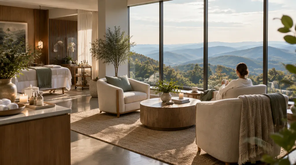 A serene med spa lounge with soft light in Simpsonville, SC