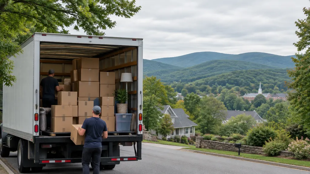 Neatly stacked labeled boxes in a moving truck in Simpsonville, SC