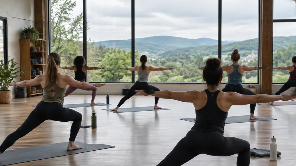 A group fitness class in a studio in Simpsonville, SC