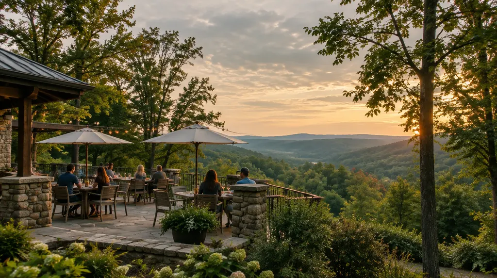A patio dining area at golden hour in Simpsonville, SC