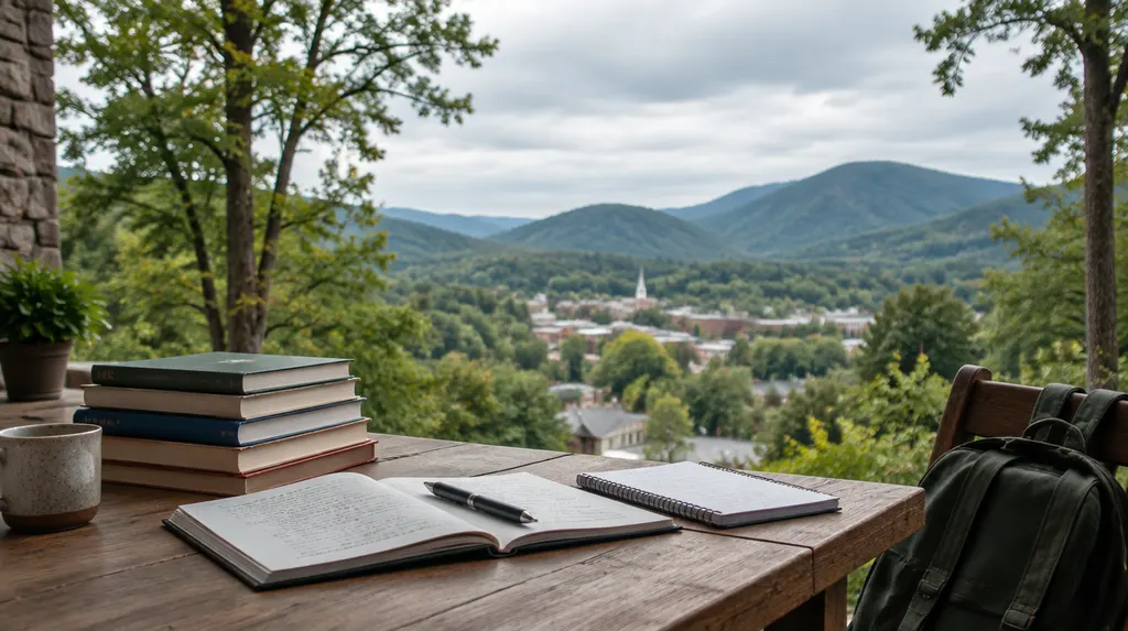 Books and notebooks on a study table in Simpsonville, SC