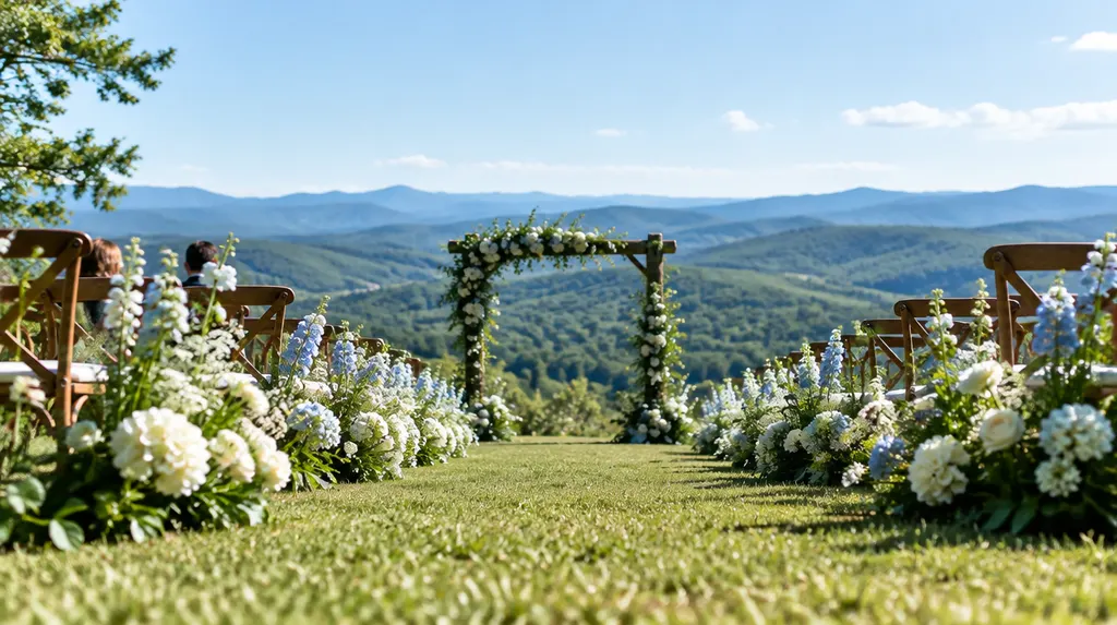 A wedding ceremony aisle with flowers in Simpsonville, SC