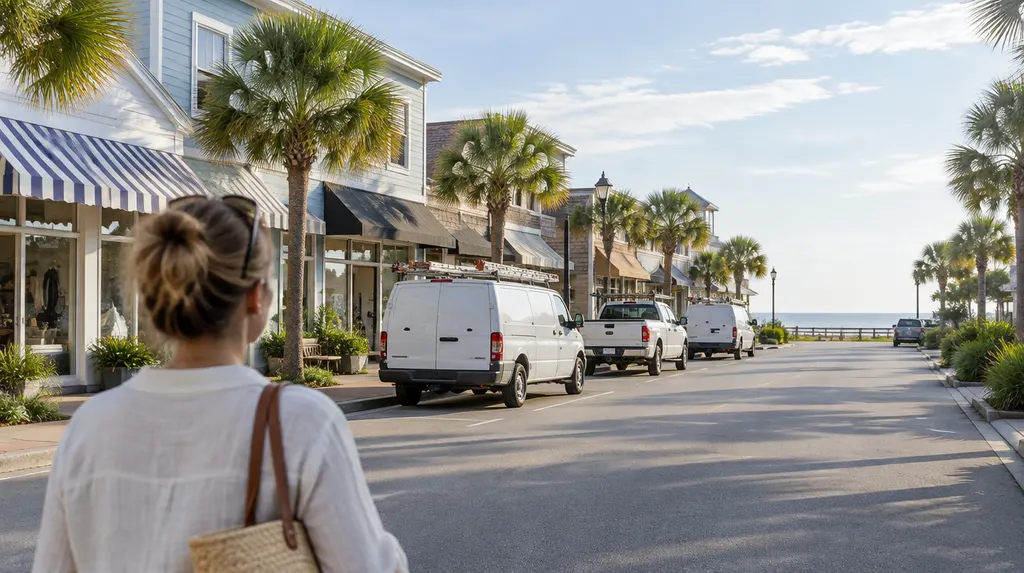 Local businesses along a street in Socastee, South Carolina