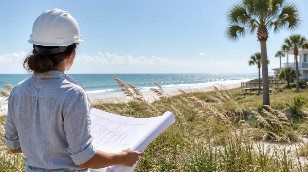 An architect on site with plans and a hard hat in Socastee, SC