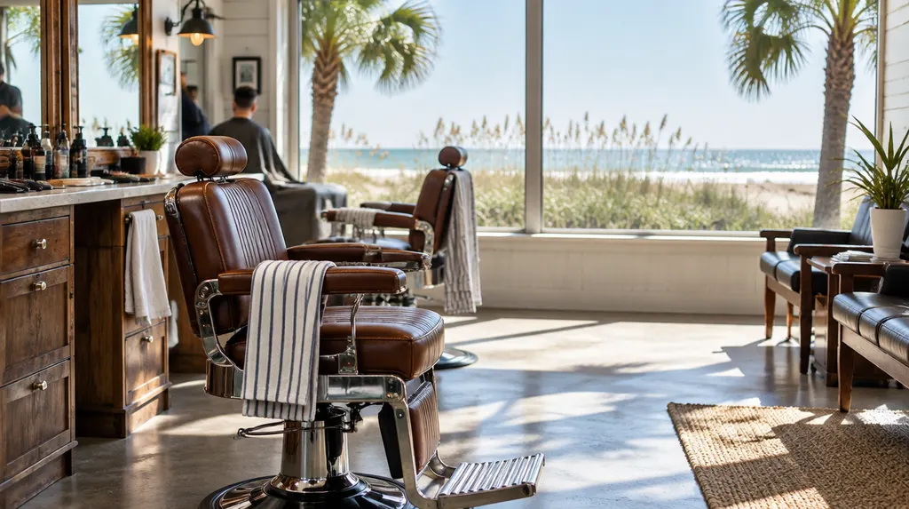 A classic barbershop with leather chairs in Socastee, SC