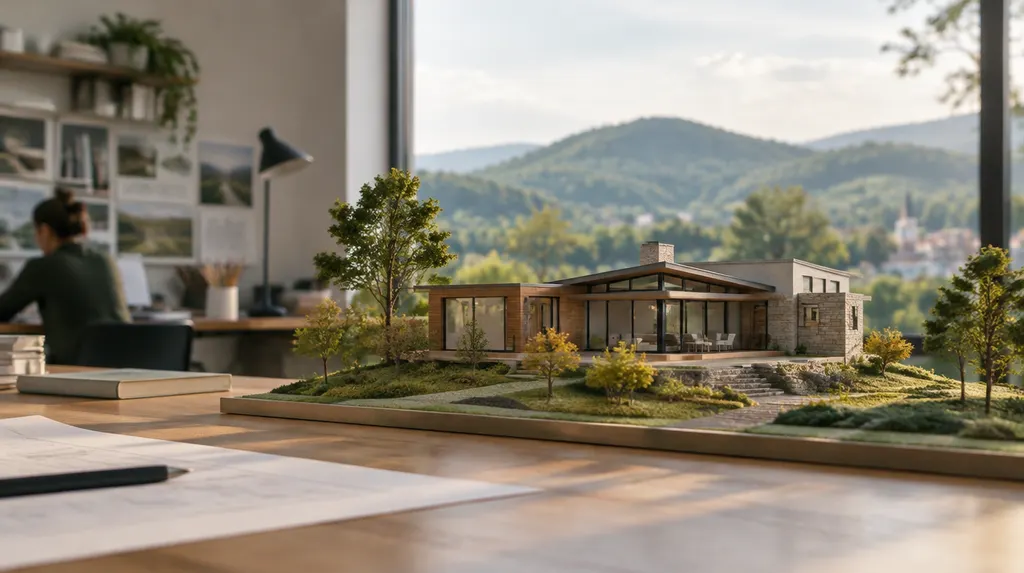 A scale model of a modern house in a studio in Spartanburg, SC