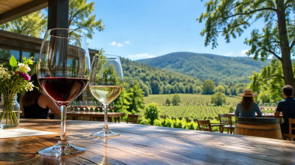 A vineyard tasting room with wine glasses in Spartanburg, SC