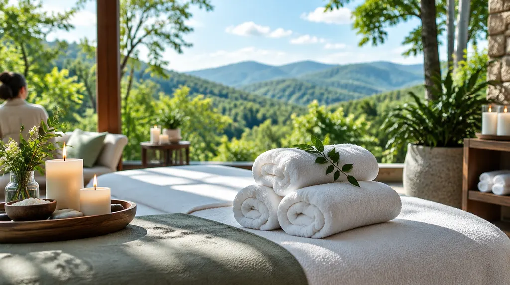 Rolled towels and candles in a day spa in Spartanburg, SC