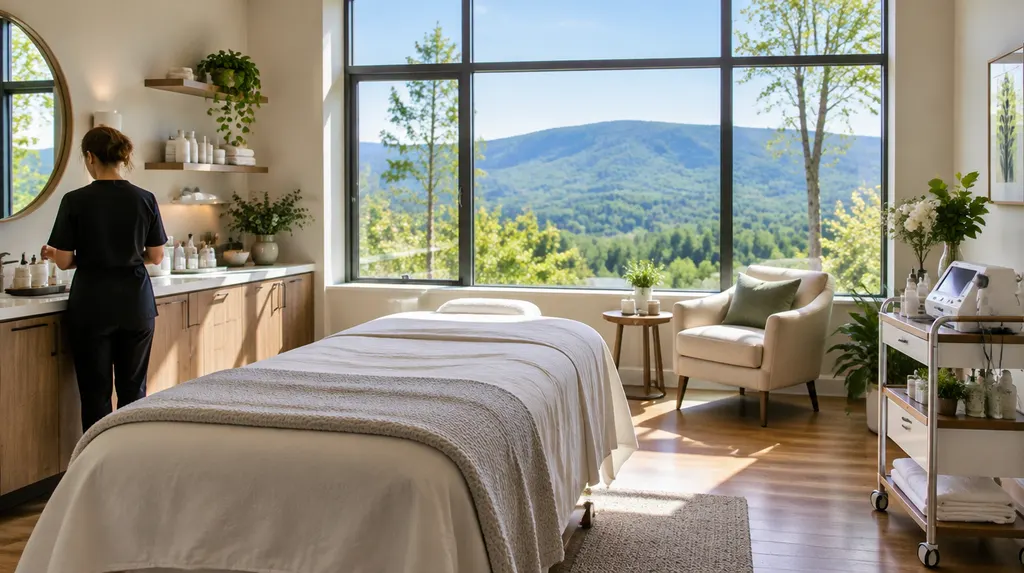 An elegant med spa treatment room in Spartanburg, SC