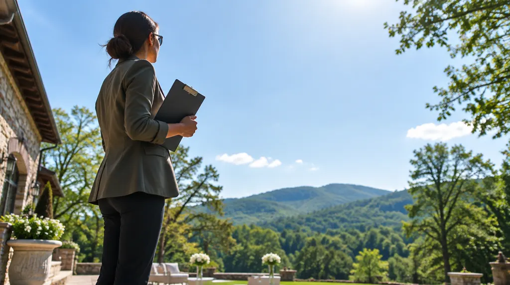 A planner holding a clipboard at an elegant venue in Spartanburg, SC