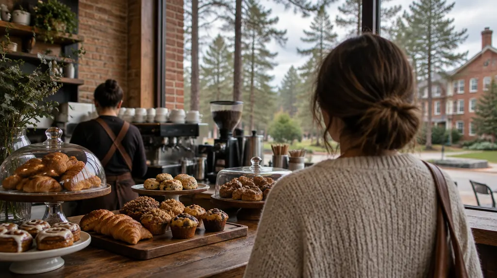A cozy café counter with pastries in St. Andrews, SC