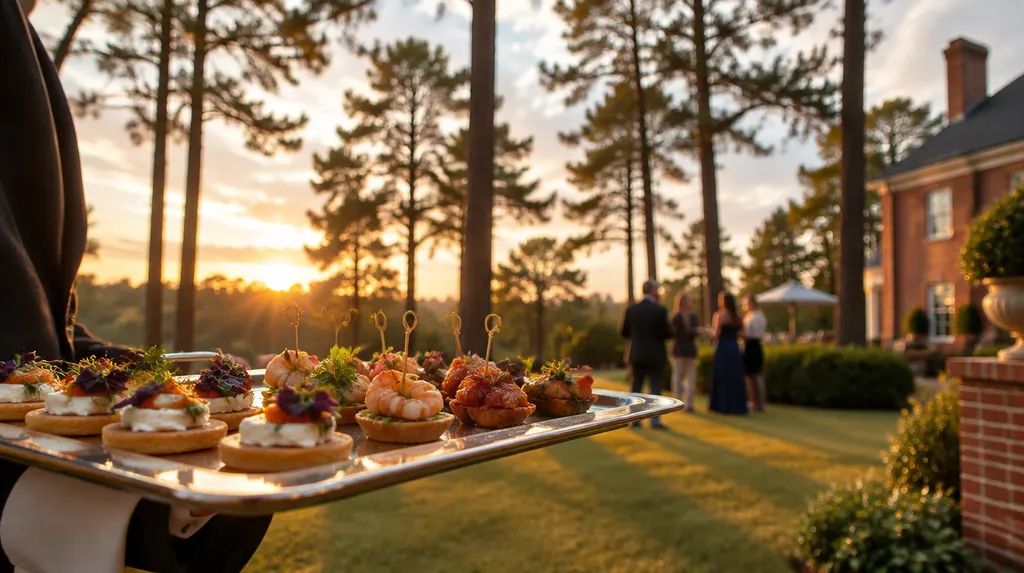 Elegant hors d’oeuvres on a serving tray in St. Andrews, SC
