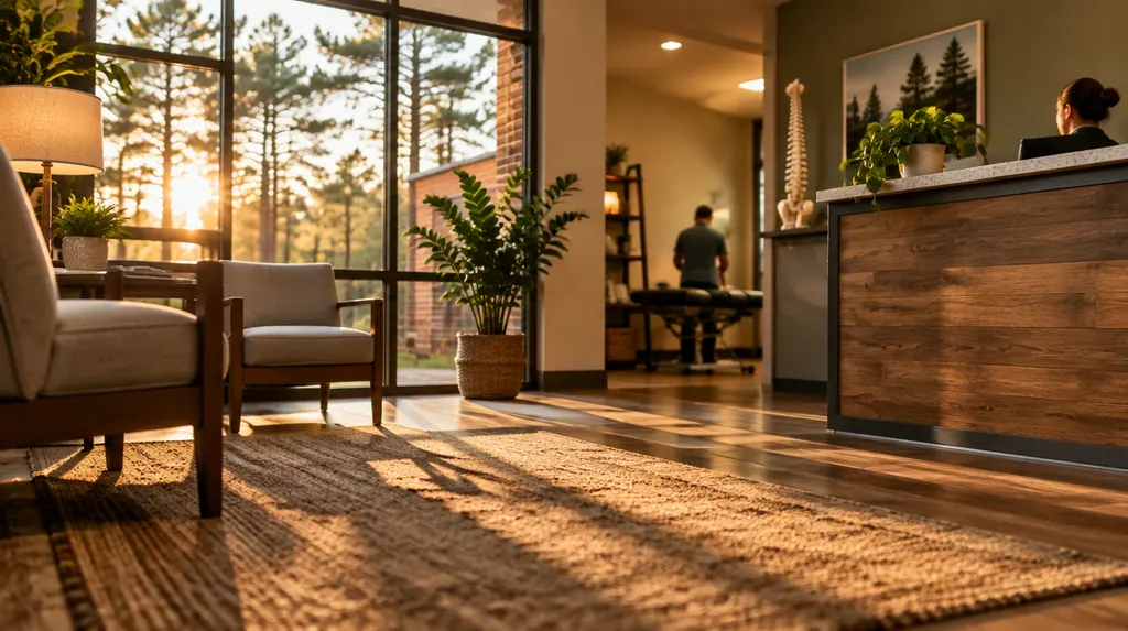 A calm chiropractic office reception in St. Andrews, SC