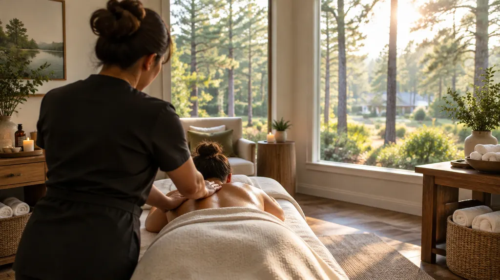 A tranquil spa treatment room in St. Andrews, SC