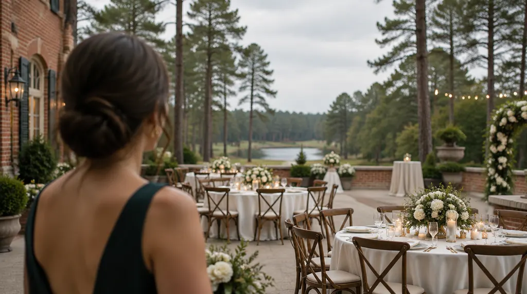 An elegant event venue set for a wedding reception in St. Andrews, SC
